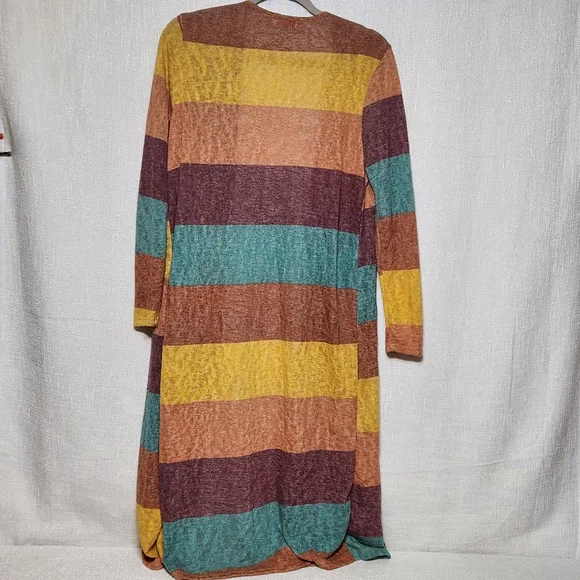Jess Lea Striped Colorful Lightweight Duster Cardigan Long Sleeve Boho Small - Picture 6 of 9